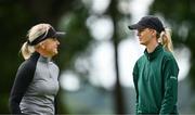 3 July 2025; Hannah Screen of England, right, and Ursula Wikstrom of Finland after finshing their round on the ninth green during day one of the 2025 KPMG Women’s Irish Open Golf Championship at Carton House Golf Club in Maynooth, Kildare. Photo by Seb Daly/Sportsfile