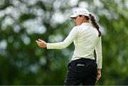 3 July 2025; Darcey Harry of Wales reacts after missing a putt on the ninth green during day one of the 2025 KPMG Women’s Irish Open Golf Championship at Carton House Golf Club in Maynooth, Kildare. Photo by Seb Daly/Sportsfile