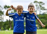 3 July 2025; Liam Wright, left, and Senan Cooling during a Bank of Ireland Leinster Rugby Summer Camp at Stillorgan Rathfarnham RFC in Dublin. Photo by Sam Barnes/Sportsfile