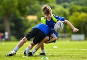 3 July 2025; Participants during a Bank of Ireland Leinster Rugby Summer Camp at Stillorgan Rathfarnham RFC in Dublin. Photo by Sam Barnes/Sportsfile