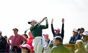 3 July 2025; Charley Hull of England watches her tee shot on the 12th hole during day one of the 2025 KPMG Women’s Irish Open Golf Championship at Carton House Golf Club in Maynooth, Kildare. Photo by Seb Daly/Sportsfile
