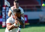 4 July 2025; Bundee Aki plays hurling after a British & Irish Lions captain's run at North Sydney Oval in Sydney, Australia. Photo by Steve Christo/Sportsfile