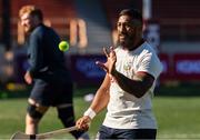 4 July 2025; Bundee Aki plays hurling after a British & Irish Lions captain's run at North Sydney Oval in Sydney, Australia. Photo by Steve Christo/Sportsfile