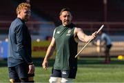 4 July 2025; Jack Conan, right, and Ollie Chessum play hurling after a British & Irish Lions captain's run at North Sydney Oval in Sydney, Australia. Photo by Steve Christo/Sportsfile