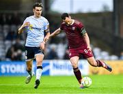 27 June 2025; Greg Cunningham of Galway United in action against Sean Boyd of Shelbourne during the SSE Airtricity Men's Premier Division match between Galway United and Shelbourne at Eamonn Deacy Park in Galway. Photo by Piaras Ó Mídheach/Sportsfile