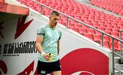 4 July 2025; Sam Prendergast arrives for an Ireland rugby captain's run at Mikheil Meskhi Stadium in Tbilisi, Georgia. Photo by Brendan Moran/Sportsfile