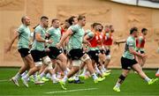 4 July 2025; Gavin Coombes, centre, during an Ireland rugby captain's run at Mikheil Meskhi Stadium in Tbilisi, Georgia. Photo by Brendan Moran/Sportsfile