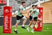 4 July 2025; Darragh Murray, left, and Stuart McCloskey during an Ireland rugby captain's run at Mikheil Meskhi Stadium in Tbilisi, Georgia. Photo by Brendan Moran/Sportsfile