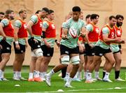 4 July 2025; Cormac Izuchukwu, centre, during an Ireland rugby captain's run at Mikheil Meskhi Stadium in Tbilisi, Georgia. Photo by Brendan Moran/Sportsfile