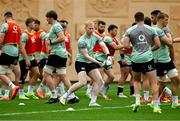 4 July 2025; Jamie Osborne, centre, during an Ireland rugby captain's run at Mikheil Meskhi Stadium in Tbilisi, Georgia. Photo by Brendan Moran/Sportsfile