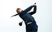 4 July 2025; Roisin Scanlon of Ireland watches her tee shot on the 10th hole during day two of the 2025 KPMG Women’s Irish Open Golf Championship at Carton House Golf Club in Maynooth, Kildare. Photo by Seb Daly/Sportsfile
