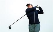 4 July 2025; Eleanor Givens of England watches her tee shot on the 10th hole during day two of the 2025 KPMG Women’s Irish Open Golf Championship at Carton House Golf Club in Maynooth, Kildare. Photo by Seb Daly/Sportsfile