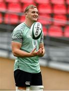 4 July 2025; Gavin Coombes during an Ireland rugby captain's run at Mikheil Meskhi Stadium in Tbilisi, Georgia. Photo by Brendan Moran/Sportsfile