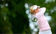 4 July 2025; Kajsa Arwefjall of Sweden watches her tee shot on the 18th hole during day two of the 2025 KPMG Women’s Irish Open Golf Championship at Carton House Golf Club in Maynooth, Kildare. Photo by Seb Daly/Sportsfile