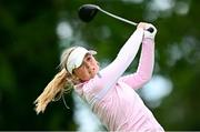 4 July 2025; Kajsa Arwefjall of Sweden watches her tee shot on the 18th hole during day two of the 2025 KPMG Women’s Irish Open Golf Championship at Carton House Golf Club in Maynooth, Kildare. Photo by Seb Daly/Sportsfile