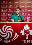 4 July 2025; Captain Craig Casey during a media conference after the Ireland rugby captain's run at Mikheil Meskhi Stadium in Tbilisi, Georgia. Photo by Brendan Moran/Sportsfile