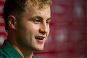4 July 2025; Captain Craig Casey during a media conference after the Ireland rugby captain's run at Mikheil Meskhi Stadium in Tbilisi, Georgia. Photo by Brendan Moran/Sportsfile