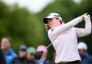 4 July 2025; Leona Maguire of Ireland plays her tee shot on the fourth hole during day two of the 2025 KPMG Women’s Irish Open Golf Championship at Carton House Golf Club in Maynooth, Kildare. Photo by Seb Daly/Sportsfile