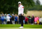 4 July 2025; Leona Maguire of Ireland reacts after putting on the fourth green during day two of the 2025 KPMG Women’s Irish Open Golf Championship at Carton House Golf Club in Maynooth, Kildare. Photo by Seb Daly/Sportsfile