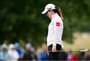 4 July 2025; Leona Maguire of Ireland reacts after putting on the fourth green during day two of the 2025 KPMG Women’s Irish Open Golf Championship at Carton House Golf Club in Maynooth, Kildare. Photo by Seb Daly/Sportsfile