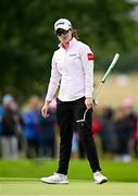 4 July 2025; Leona Maguire of Ireland reacts after putting on the fourth green during day two of the 2025 KPMG Women’s Irish Open Golf Championship at Carton House Golf Club in Maynooth, Kildare. Photo by Seb Daly/Sportsfile