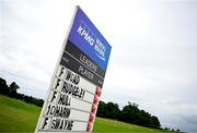 4 July 2025; A general view of the leaderboard during day two of the 2025 KPMG Women’s Irish Open Golf Championship at Carton House Golf Club in Maynooth, Kildare. Photo by Seb Daly/Sportsfile