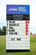 4 July 2025; A general view of the leaderboard during day two of the 2025 KPMG Women’s Irish Open Golf Championship at Carton House Golf Club in Maynooth, Kildare. Photo by Seb Daly/Sportsfile
