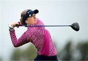 4 July 2025; Noora Komulainen of Finland watches her tee shot on the sixth hole during day two of the 2025 KPMG Women’s Irish Open Golf Championship at Carton House Golf Club in Maynooth, Kildare. Photo by Seb Daly/Sportsfile