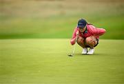 4 July 2025; Emma Fleming of Ireland lines up a putt on the fifth green during day two of the 2025 KPMG Women’s Irish Open Golf Championship at Carton House Golf Club in Maynooth, Kildare. Photo by Seb Daly/Sportsfile