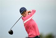 4 July 2025; Emma Fleming of Ireland watches her tee shot on the sixth hole during day two of the 2025 KPMG Women’s Irish Open Golf Championship at Carton House Golf Club in Maynooth, Kildare. Photo by Seb Daly/Sportsfile
