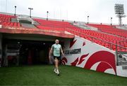 4 July 2025; Jacob Stockdale arrives for an Ireland rugby captain's run at Mikheil Meskhi Stadium in Tbilisi, Georgia. Photo by Brendan Moran/Sportsfile