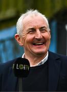 4 July 2025; Galway United manager John Caulfield is interviewed for LOITV before the SSE Airtricity Men's Premier Division match between Drogheda United and Galway United at Sullivan & Lambe Park in Drogheda, Louth. Photo by Tyler Miller/Sportsfile