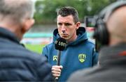 4 July 2025; Cork City manager Gerard Nash is interviewed by LOI TV before the SSE Airtricity Men's Premier Division match between Shelbourne and Cork City at Tolka Park in Dublin. Photo by Sam Barnes/Sportsfile