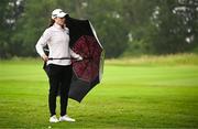 4 July 2025; Leona Maguire of Ireland before taking her second shot on the 18th hole during day two of the 2025 KPMG Women’s Irish Open Golf Championship at Carton House Golf Club in Maynooth, Kildare. Photo by Seb Daly/Sportsfile