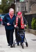 4 July 2025; St Patrick's Athletic supporters Liam Fitzgerald, left, and Johnny King, age 93, before the SSE Airtricity Men's Premier Division match between St Patrick's Athletic and Bohemians at Richmond Park in Dublin. Photo by Thomas Flinkow/Sportsfile