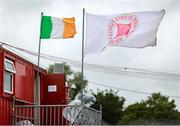 4 July 2025; The tricolour and a St Patrick's Athletic flag before the SSE Airtricity Men's Premier Division match between St Patrick's Athletic and Bohemians at Richmond Park in Dublin. Photo by Thomas Flinkow/Sportsfile