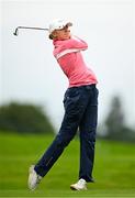 4 July 2025; Olivia Costello of Ireland watches her tee shot on the second hole during day two of the 2025 KPMG Women’s Irish Open Golf Championship at Carton House Golf Club in Maynooth, Kildare. Photo by Seb Daly/Sportsfile
