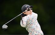 4 July 2025; Ayako Uehara of Japan watches her tee shot on the 18th hole during day two of the 2025 KPMG Women’s Irish Open Golf Championship at Carton House Golf Club in Maynooth, Kildare. Photo by Seb Daly/Sportsfile