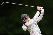 4 July 2025; Ayako Uehara of Japan watches her tee shot on the 18th hole during day two of the 2025 KPMG Women’s Irish Open Golf Championship at Carton House Golf Club in Maynooth, Kildare. Photo by Seb Daly/Sportsfile