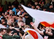 4 July 2025; St Patrick's Athletic supporters before the SSE Airtricity Men's Premier Division match between St Patrick's Athletic and Bohemians at Richmond Park in Dublin. Photo by Thomas Flinkow/Sportsfile