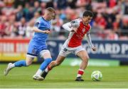 4 July 2025; Kian Leavy of St Patrick's Athletic in action against Ross Tierney of Bohemians during the SSE Airtricity Men's Premier Division match between St Patrick's Athletic and Bohemians at Richmond Park in Dublin. Photo by Stephen McCarthy/Sportsfile