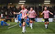 4 July 2025; Mark Connolly of Derry City celebrates after scoring his side's fourth goal during the SSE Airtricity Men's Premier Division match between Derry City and Waterford at The Ryan McBride Brandywell Stadium in Derry. Photo by Ramsey Cardy/Sportsfile
