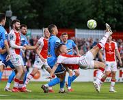 4 July 2025; Jamie Lennon of St Patrick's Athletic attempts a shot on goal during the SSE Airtricity Men's Premier Division match between St Patrick's Athletic and Bohemians at Richmond Park in Dublin. Photo by Thomas Flinkow/Sportsfile