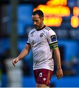4 July 2025; Greg Cunningham of Galway United reacts during the SSE Airtricity Men's Premier Division match between Drogheda United and Galway United at Sullivan & Lambe Park in Drogheda, Louth. Photo by Tyler Miller/Sportsfile