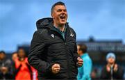 4 July 2025; Drogheda United manager Kevin Doherty celebrates after his side's victory in the SSE Airtricity Men's Premier Division match between Drogheda United and Galway United at Sullivan & Lambe Park in Drogheda, Louth. Photo by Tyler Miller/Sportsfile