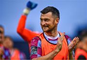 4 July 2025; Ryan Brennan of Drogheda United celebrates after the SSE Airtricity Men's Premier Division match between Drogheda United and Galway United at Sullivan & Lambe Park in Drogheda, Louth. Photo by Tyler Miller/Sportsfile