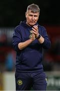 4 July 2025; St Patrick's Athletic manager Stephen Kenny applauds their supporters after the drawn SSE Airtricity Men's Premier Division match between St Patrick's Athletic and Bohemians at Richmond Park in Dublin. Photo by Thomas Flinkow/Sportsfile
