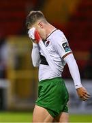 4 July 2025; Cathal O'Sullivan of Cork City  dejected after his side's defeat in the SSE Airtricity Men's Premier Division match between Shelbourne and Cork City at Tolka Park in Dublin. Photo by Sam Barnes/Sportsfile