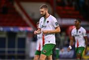 4 July 2025; Rio Shipston of Cork City dejected after his side's defeat in the SSE Airtricity Men's Premier Division match between Shelbourne and Cork City at Tolka Park in Dublin. Photo by Sam Barnes/Sportsfile
