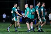 4 July 2025; Sam Wisniewski of Ireland, left, after his side defeat in World Rugby U20 Championship 2025 Pool C match between Ireland and Italy at Stadio Luigi Zaffanella in Viadana, Italy. Photo by Massimiliano Carnabuci/Sportsfile